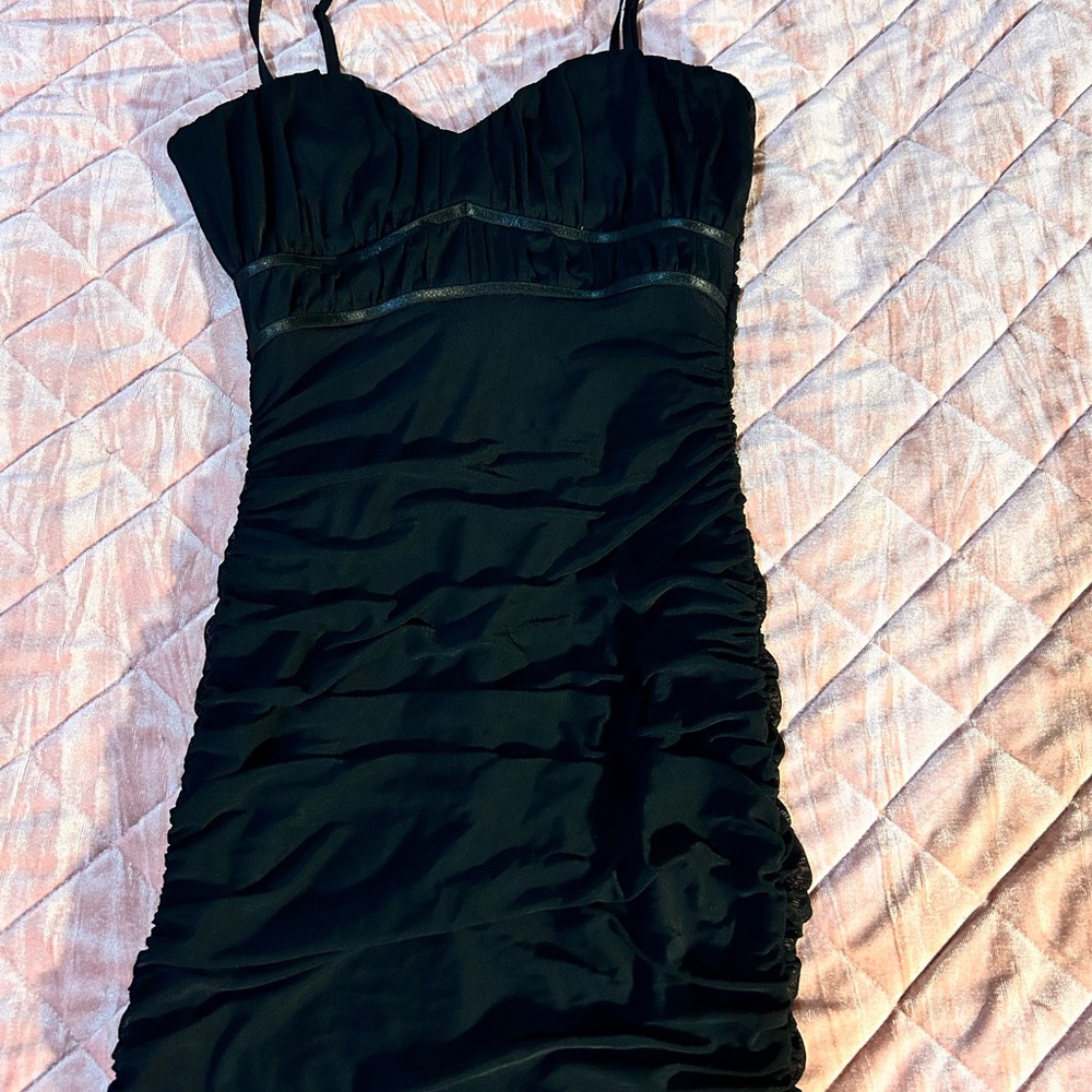 Black and Pink Pleated Maxi Dress Spaghetti Strap